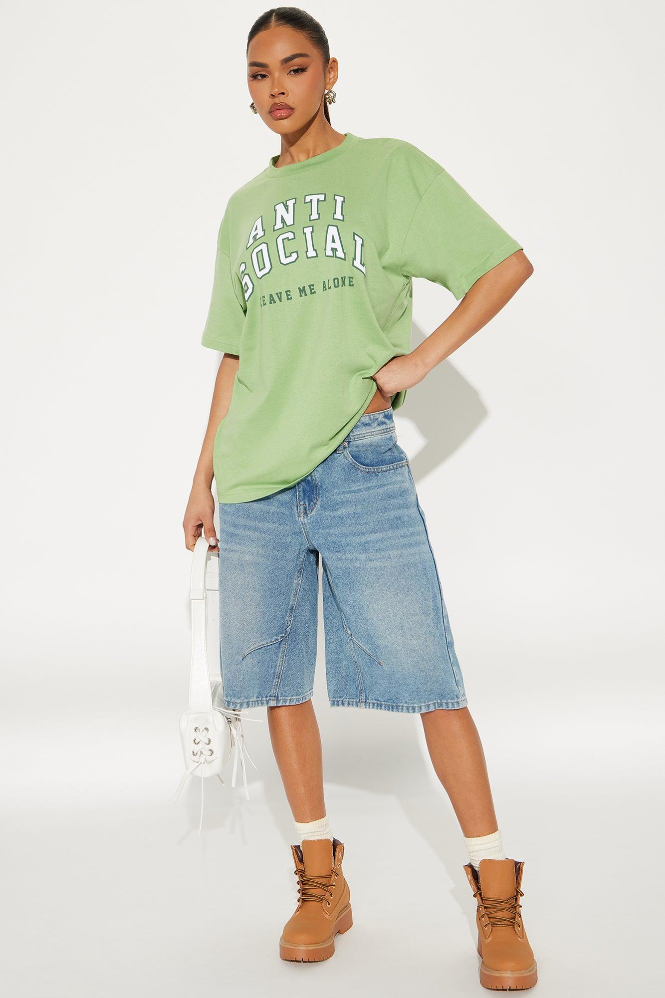 Anti-Social Oversized Tee - Sage Product Image