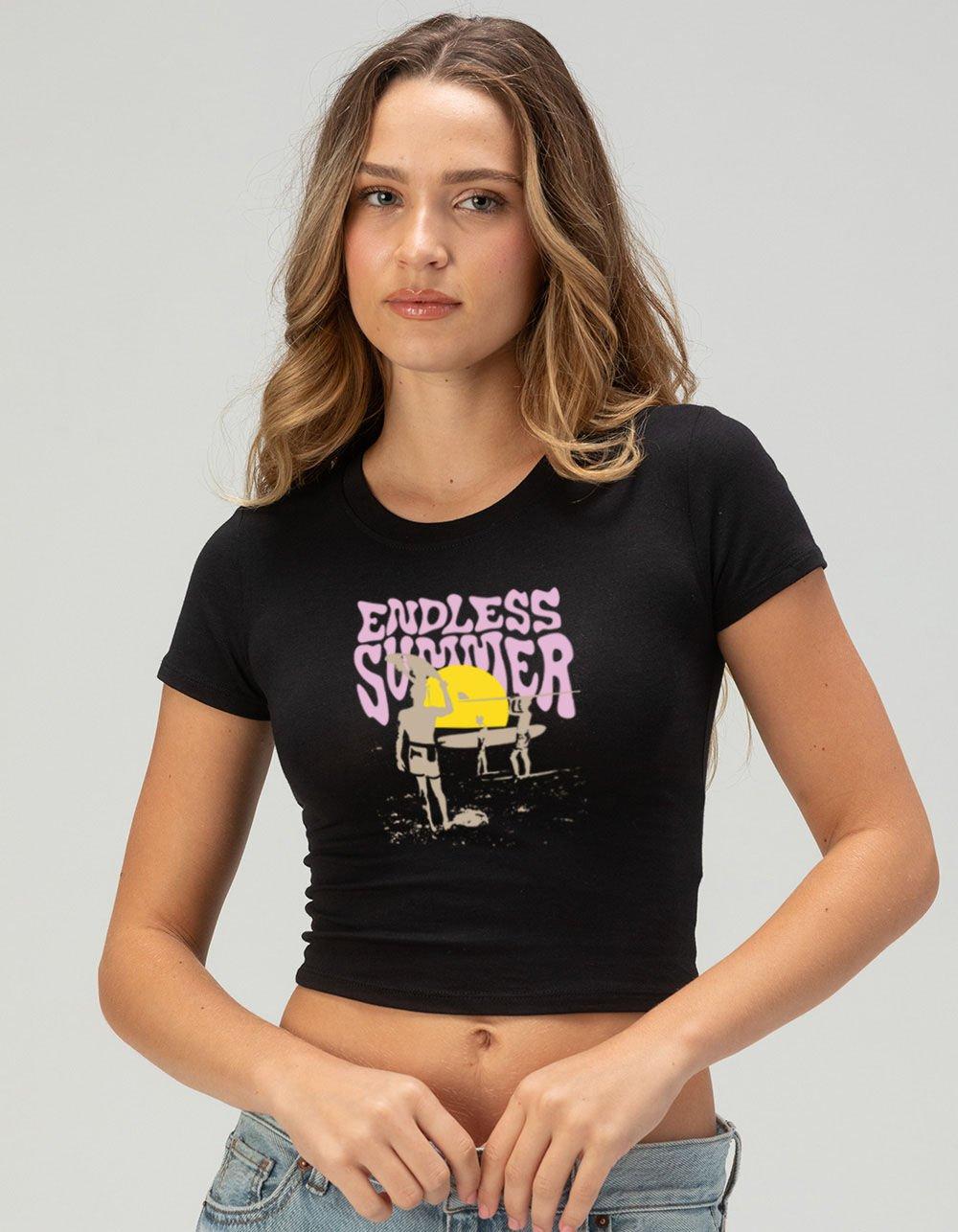 THE ENDLESS SUMMER Dawn Patrol Womens Baby Tee - BLACK Product Image