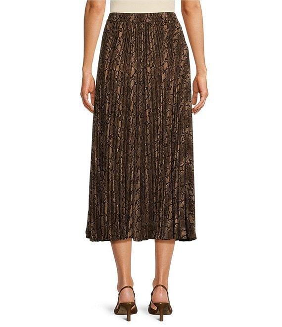 MICHAEL Michael Kors Snake Print Belted Pleated Midi A-Line Skirt Product Image