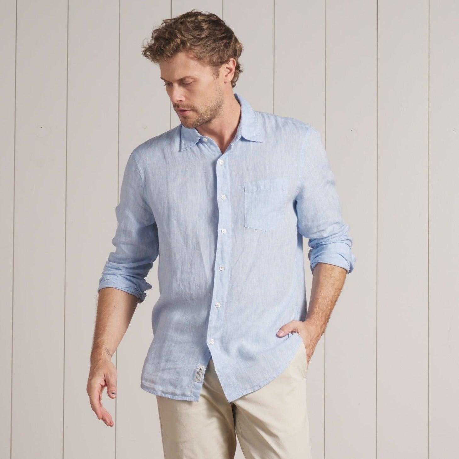 Nantucket Yarn Dyed Linen Shirt - Light Blue Product Image