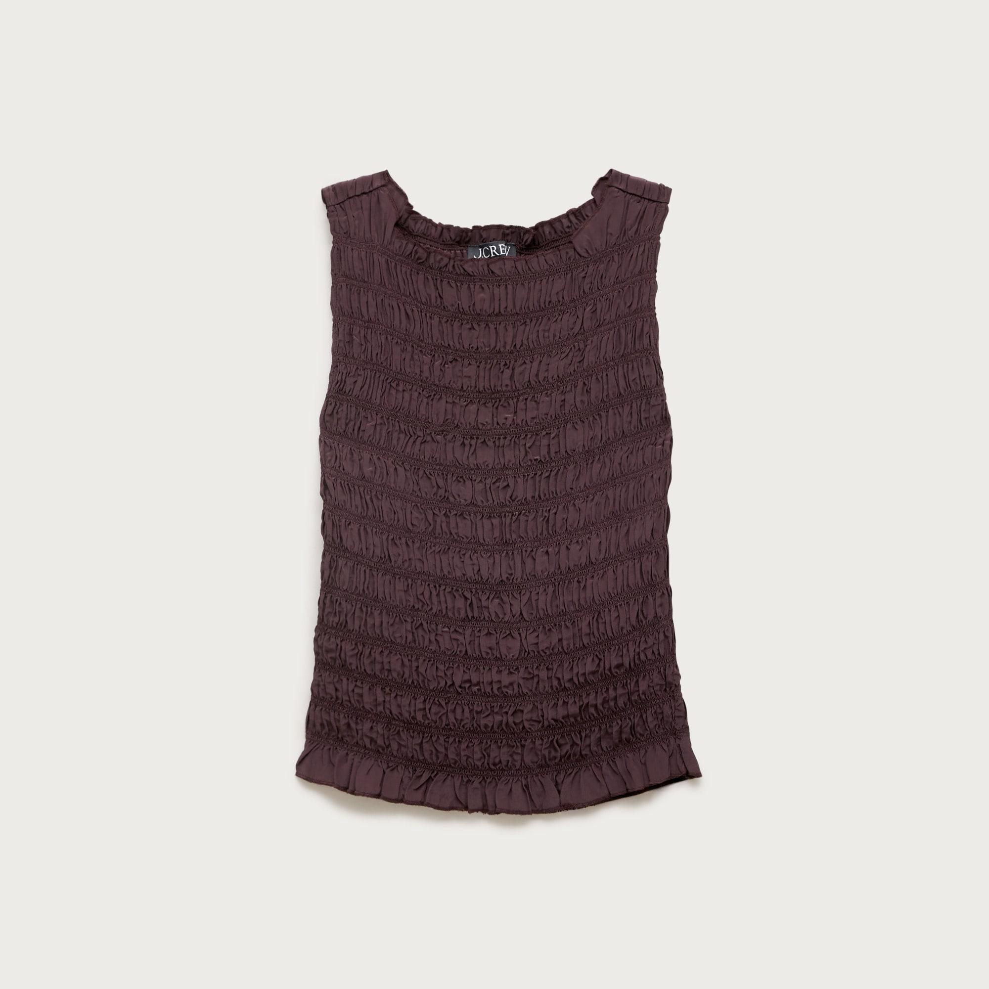Smocked shell tank top in crepe de chine Product Image