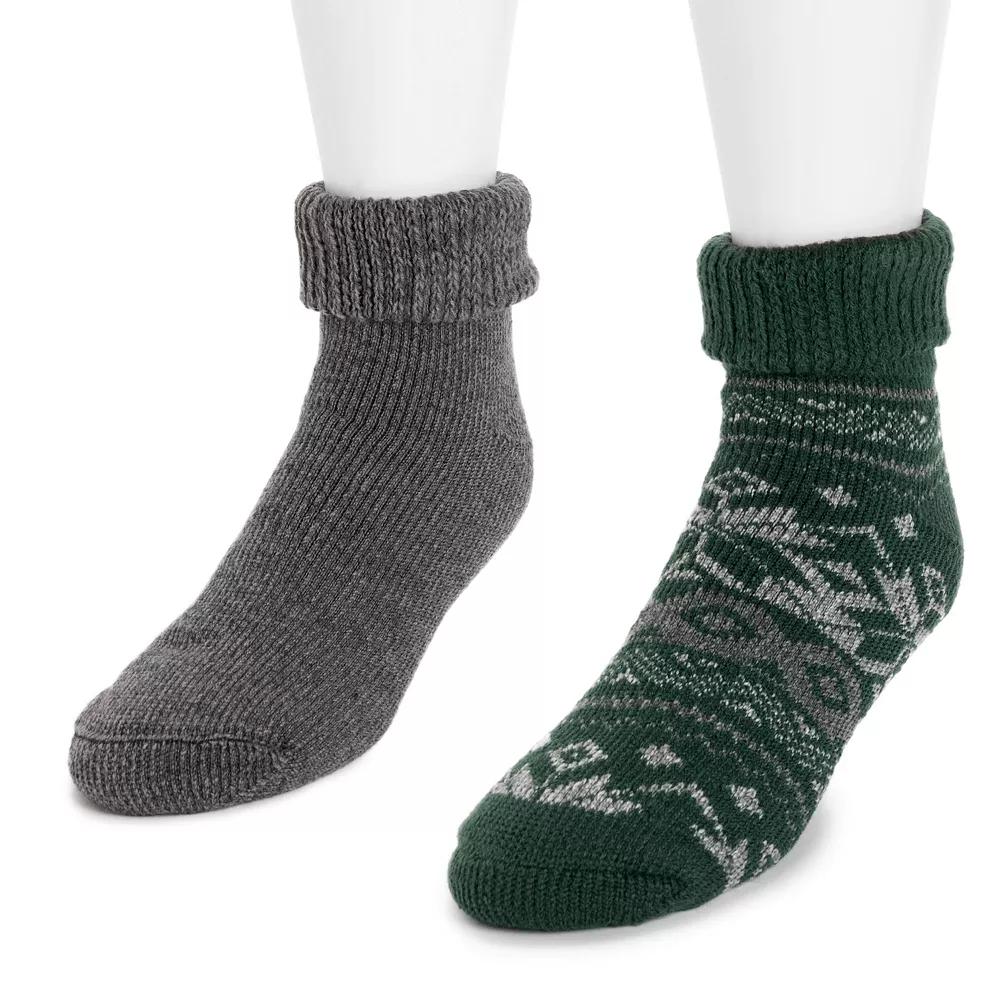 Mens MUK LUKS 2-Pack Cuffed Heat Retainer Ankle Socks Product Image