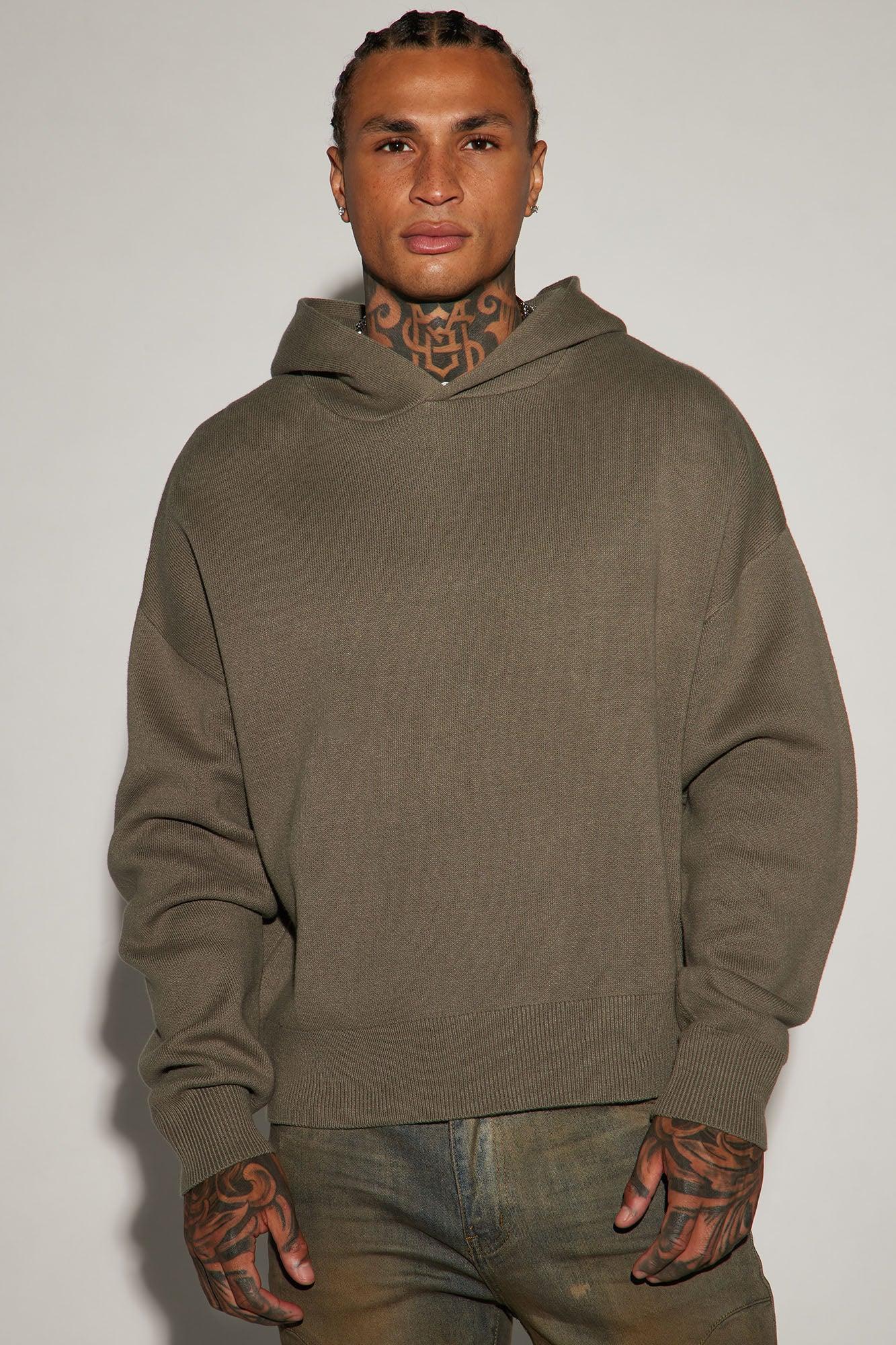 In My Feels Heavyweight Cropped Sweater Hoodie - Olive Product Image