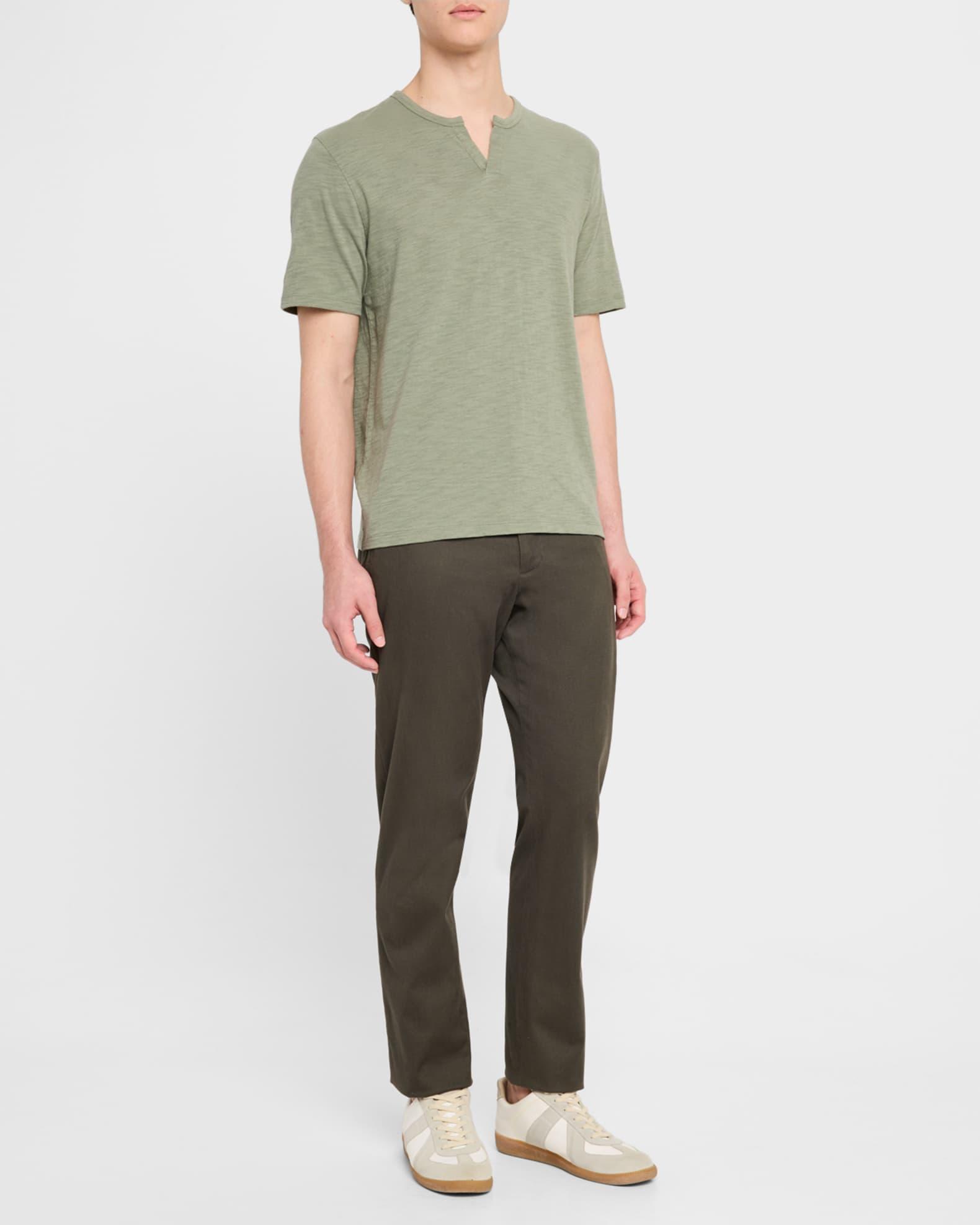 Men's Split-Neck Slub Cotton T-Shirt Product Image