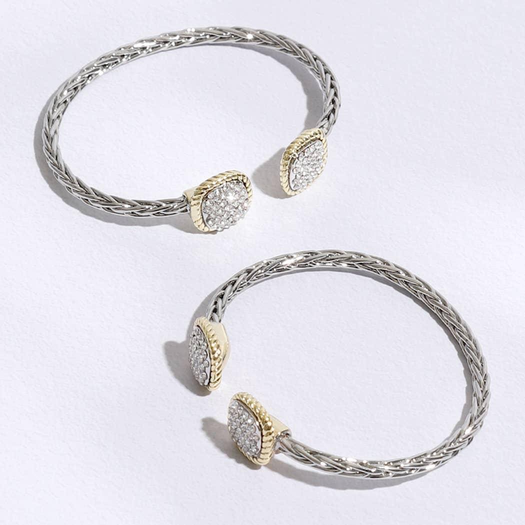 CZ Square Edge Designed Braided Bangle Bracelet Product Image