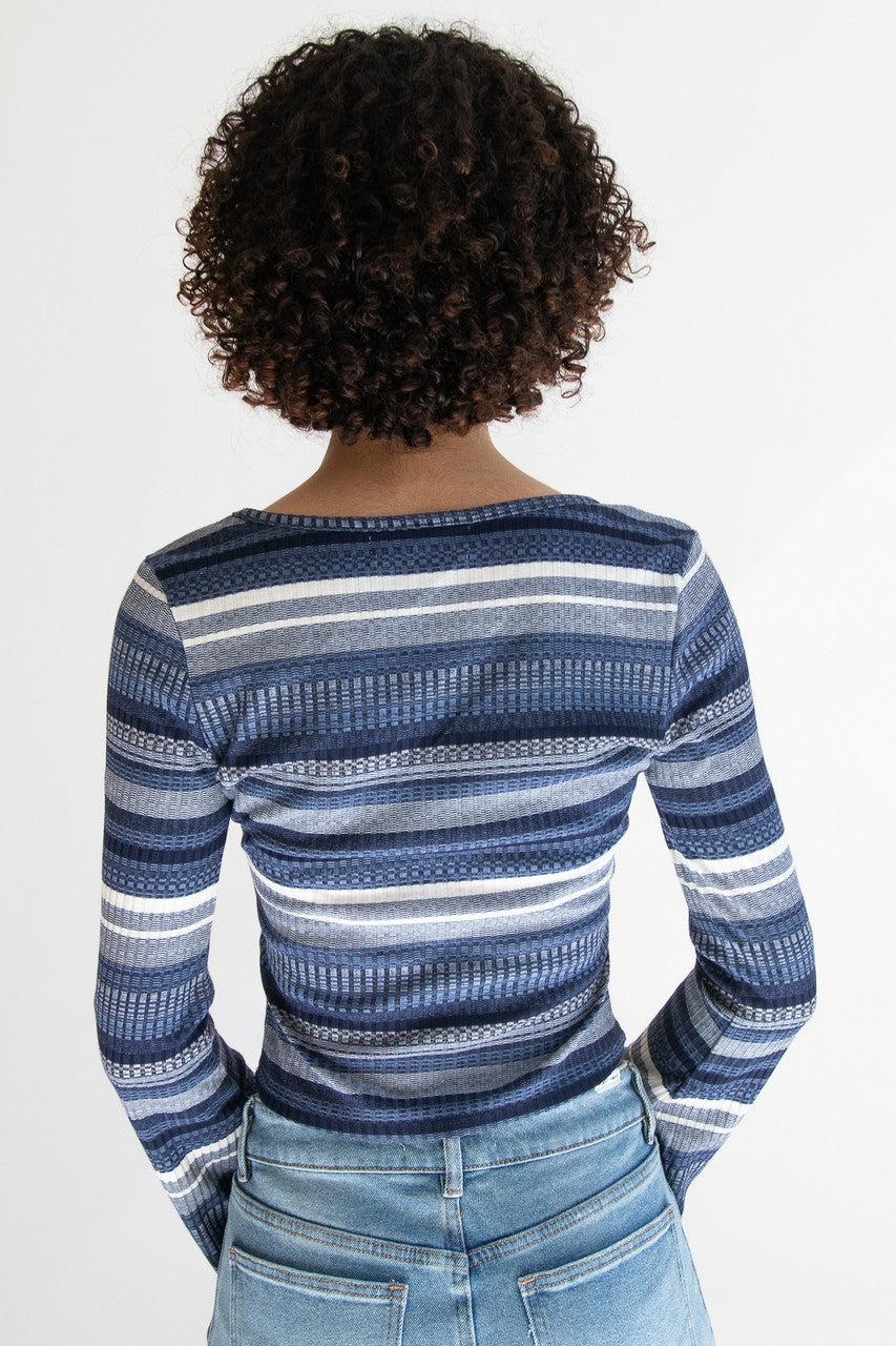 Striped Bell Long Sleeve Top Product Image