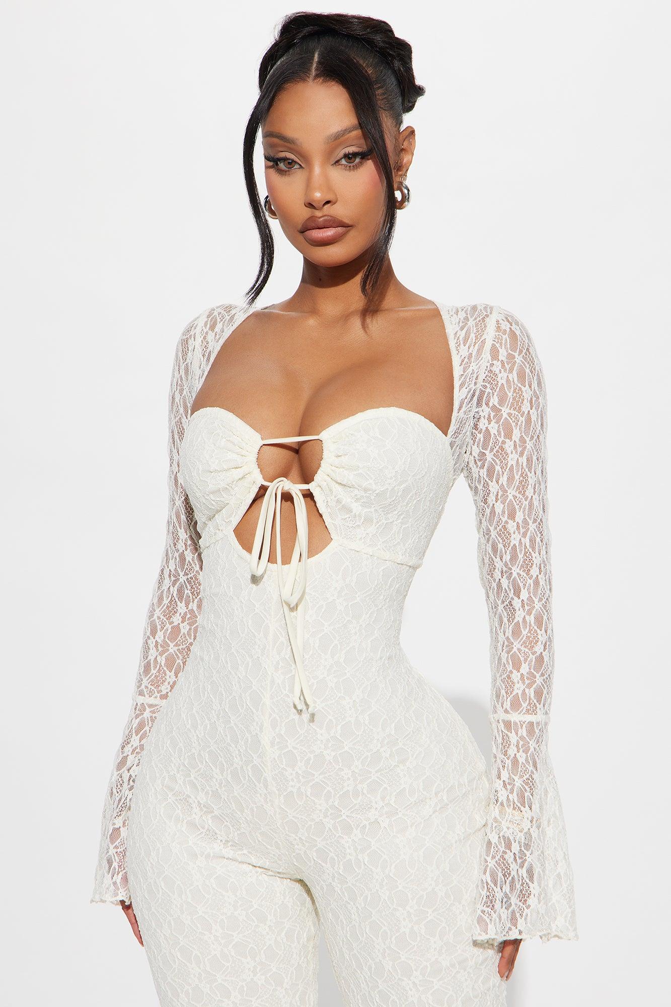 Saffron Lace Jumpsuit - Ivory Product Image