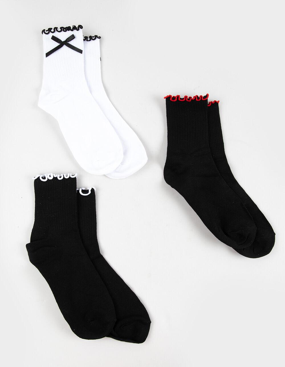 FULL TILT 3 Pack Ruffle & Bow Womens Socks - BLACK COMBO Product Image