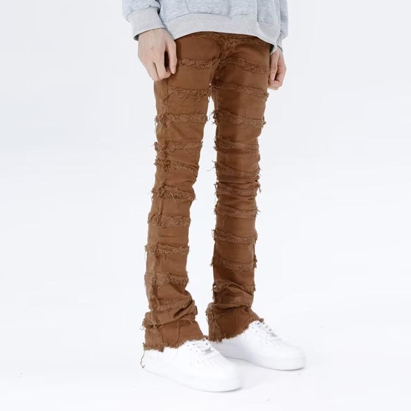 Sopula Men's Eroded Ripped Raw Edge Vintage Slim Fit Jeans Product Image