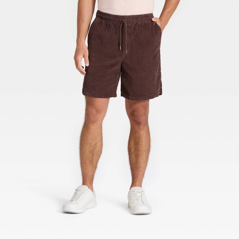 Men's Vintage 7" Elevated Pull-On Shorts - Goodfellow & Co™ Brown XL: Twill Fabric Product Image
