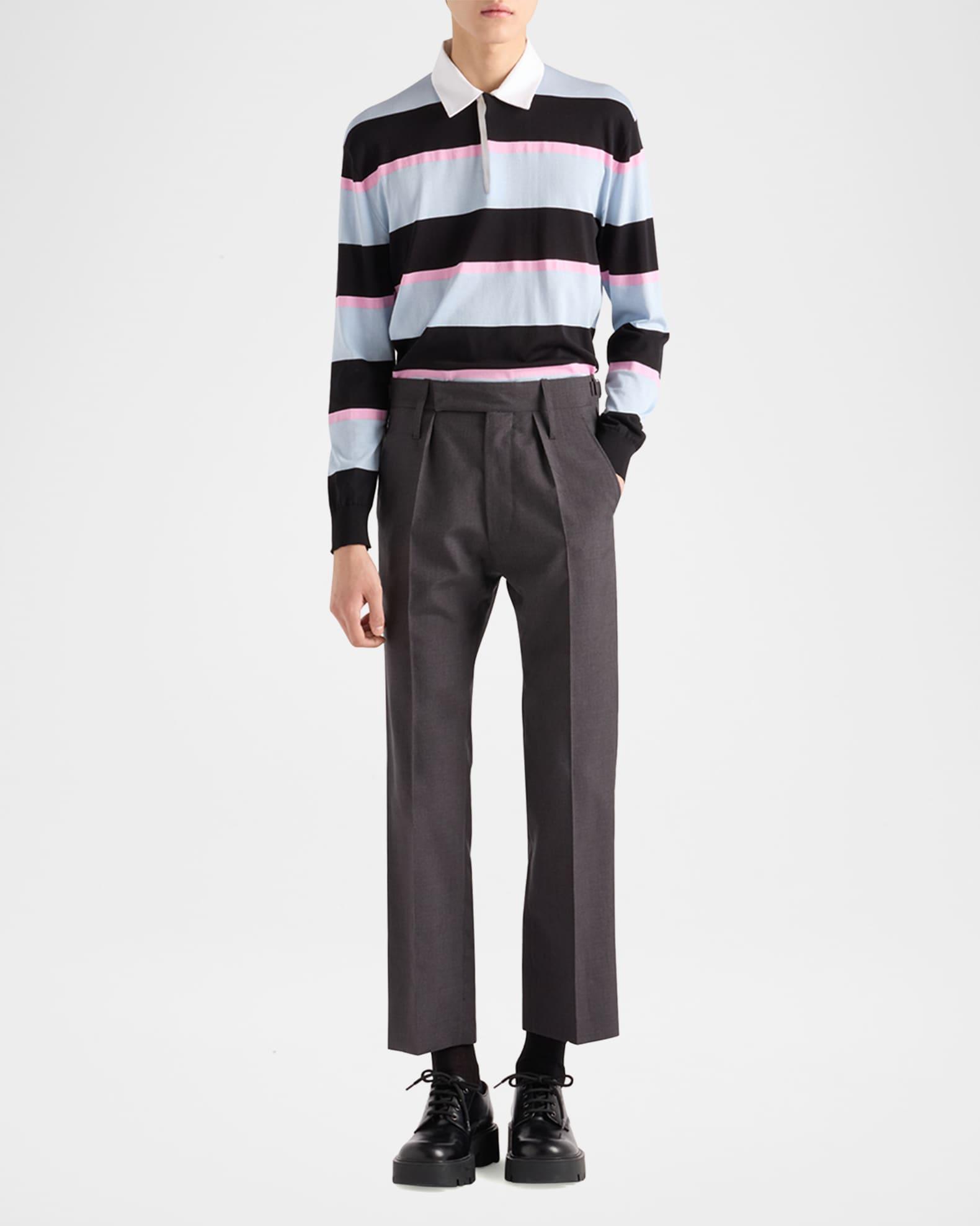 Men's Cotton-Silk Striped Polo Shirt Product Image