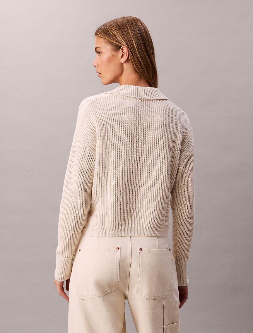 Smooth Cotton Relaxed Polo Sweater Product Image