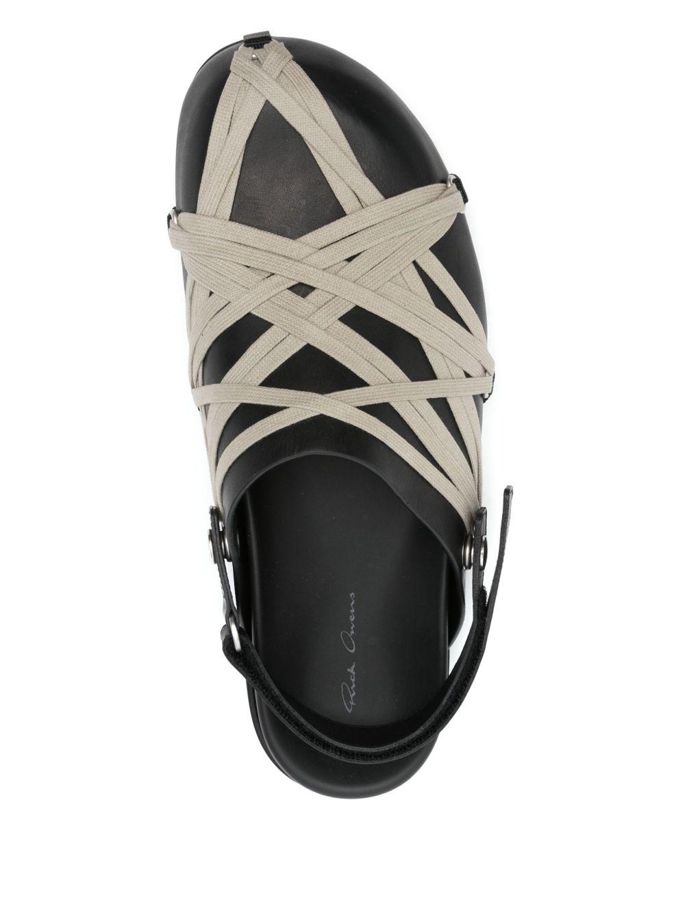 RICK OWENS Leather Loafers With Crisscross Detail In Black Product Image
