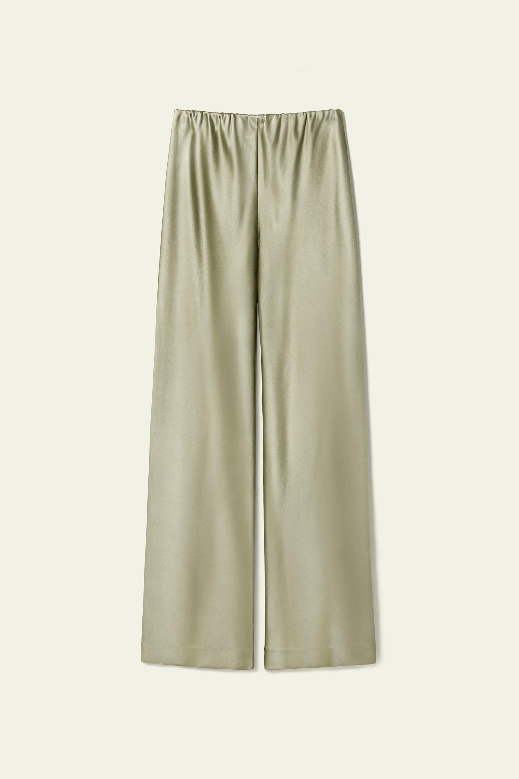 Straight-Leg Silk Satin Pants Product Image
