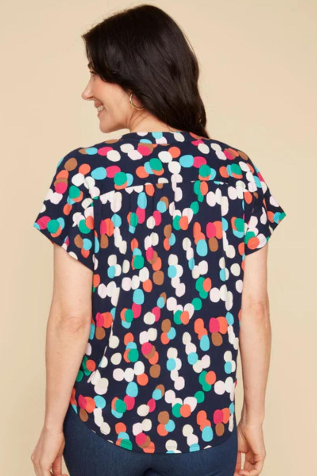 Print V-Neck Knit Top Product Image