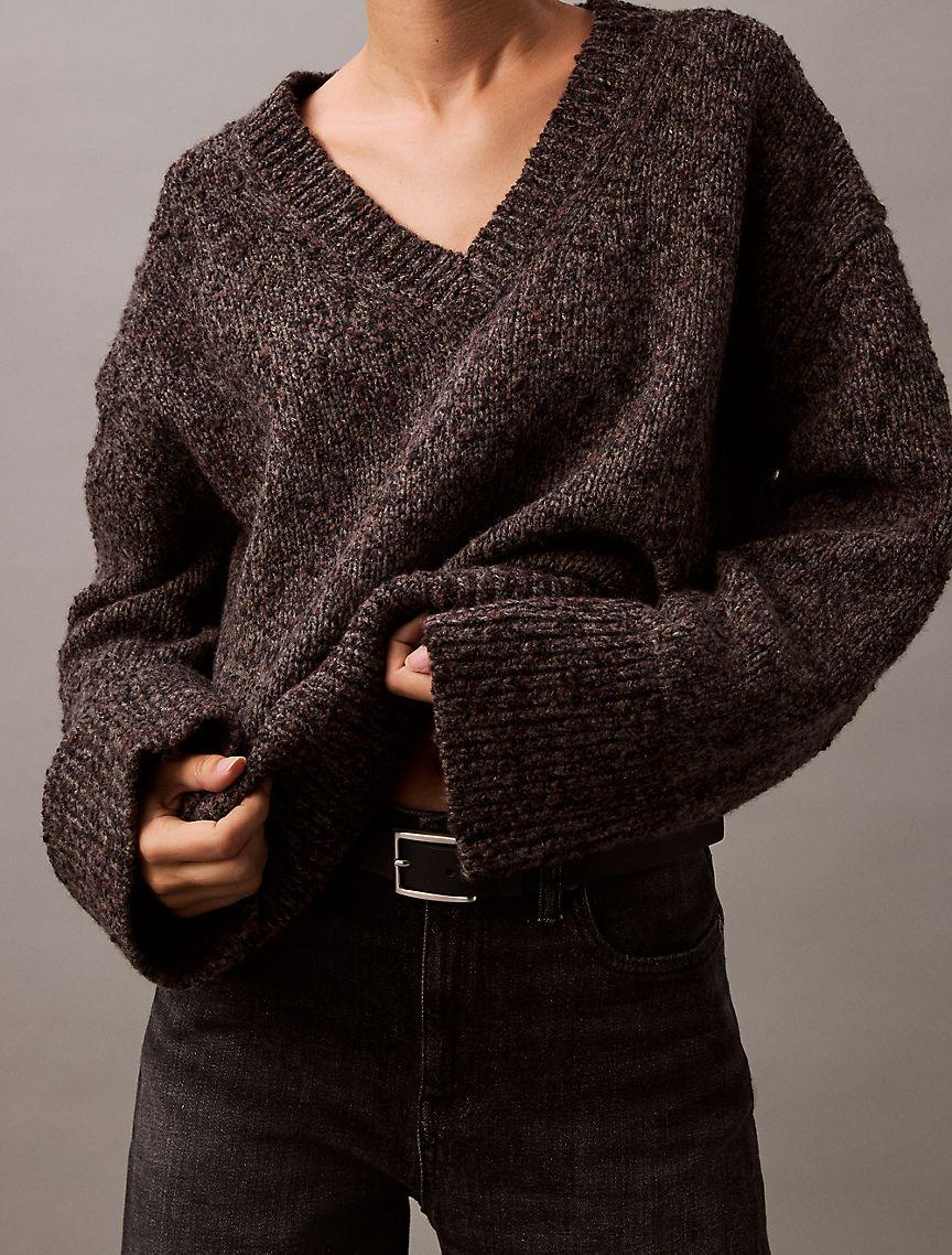 Melange Wool V-Neck Sweater Product Image
