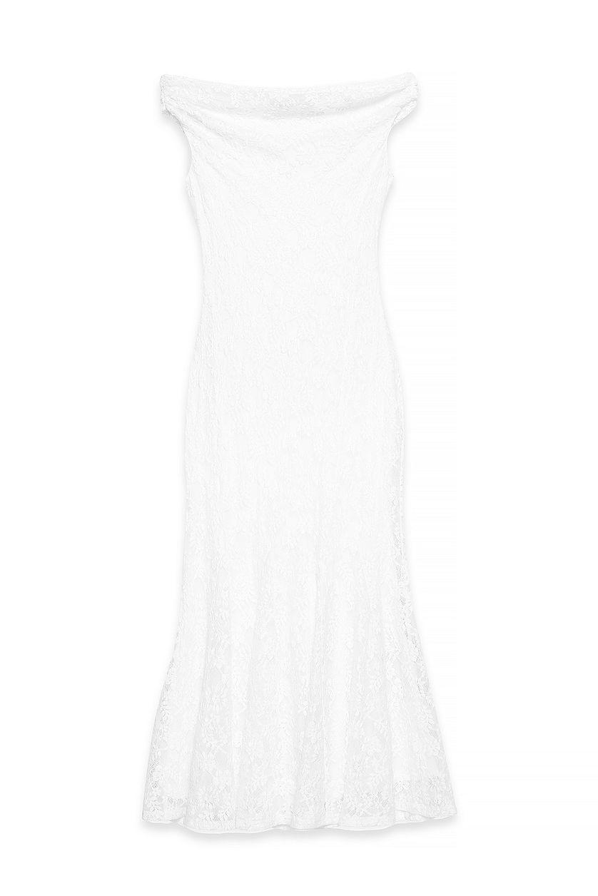 Off Shoulder Midi Lace Dress Product Image