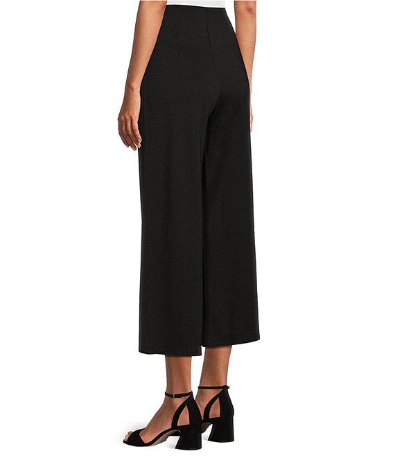 Slim Factor by Investments Lightweight Ponte Knit No Waist Wide Leg Crop Pants Product Image
