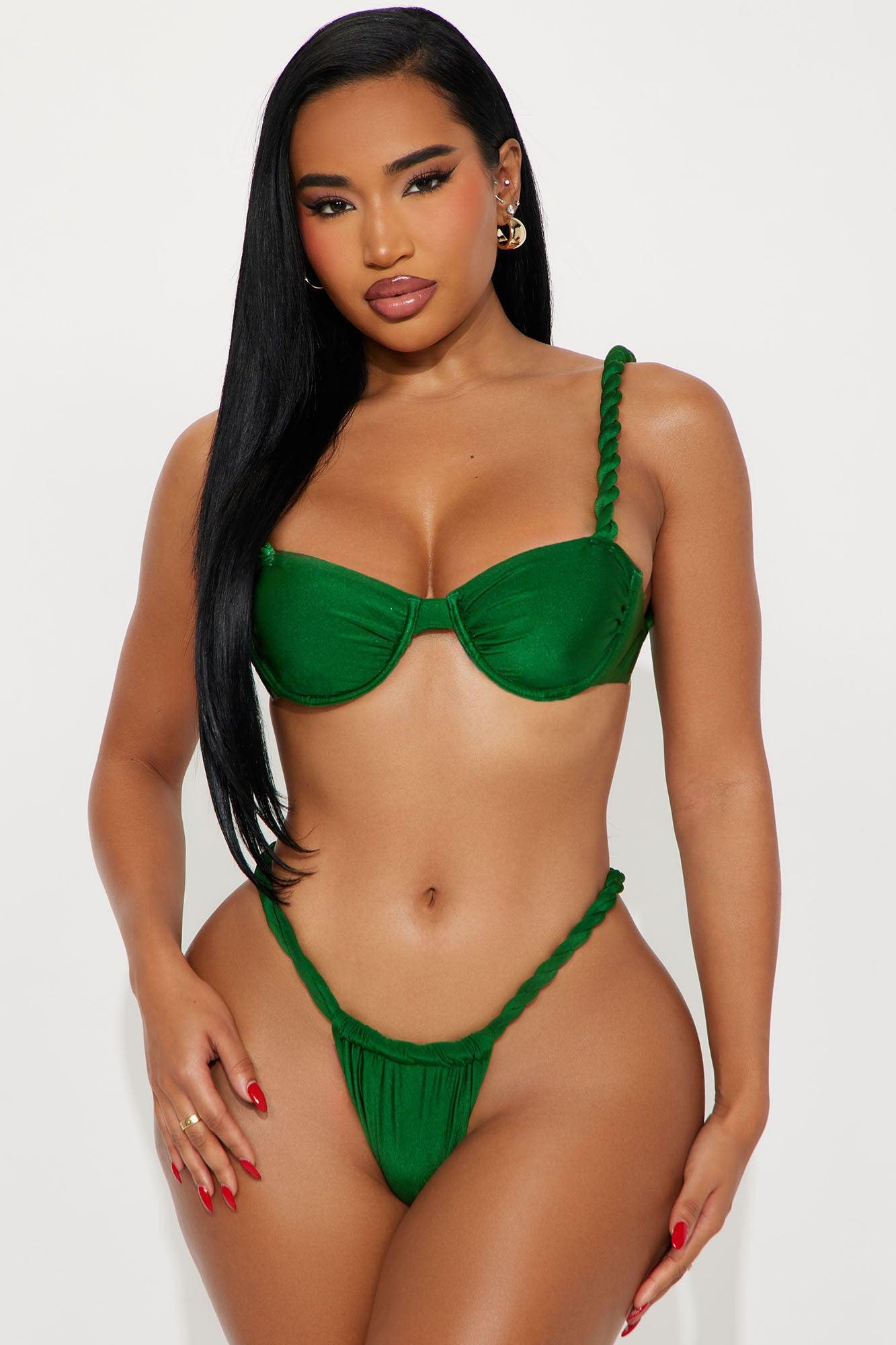 Gaia Rope Underwire 3 Piece Bikini & V-Wire Maxi Skirt Set - Emerald Female Product Image