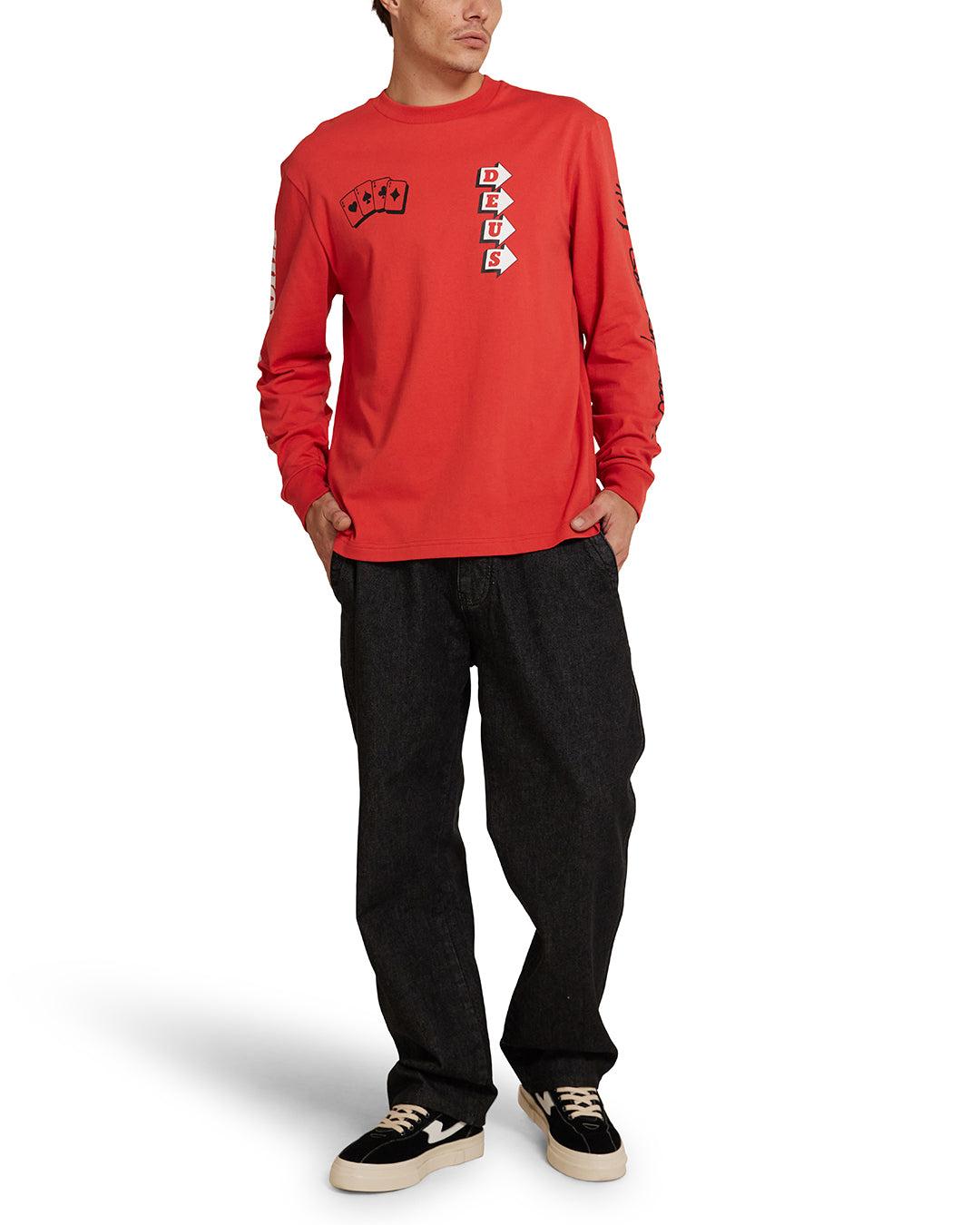 Way Off Long Sleeve Tee - Valiant Red Product Image