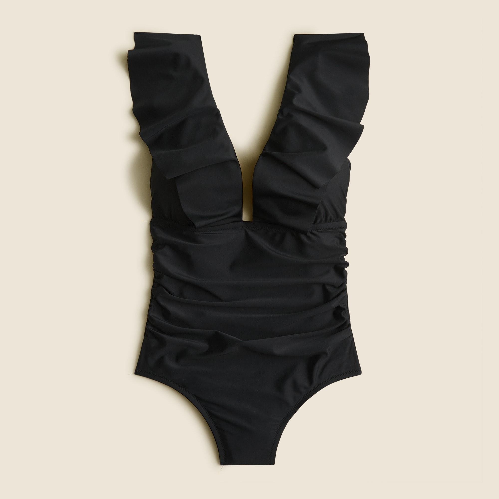 Ruched ruffle one-piece swimsuit Product Image