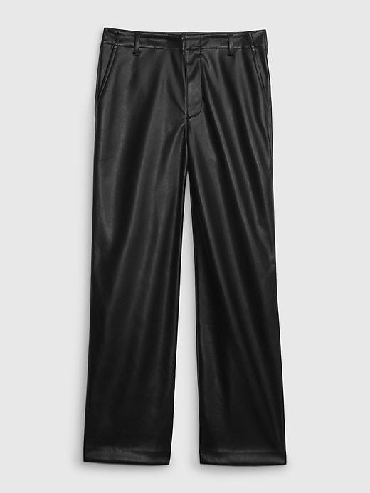 Mid Rise Vegan Leather Loose Pants Product Image