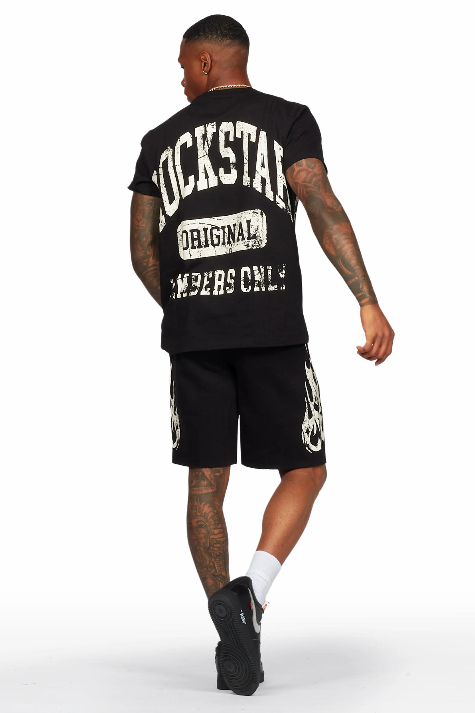 Members Black T-Shirt/Short Set Male Product Image