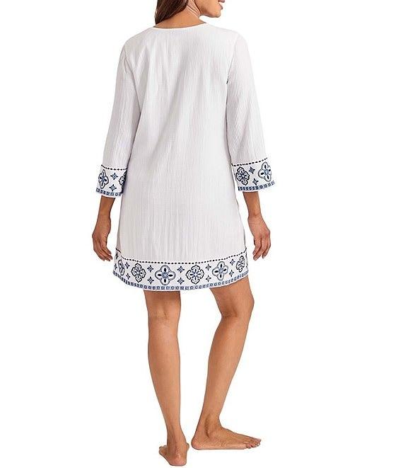 Tommy Bahama Bella Breeze Embroidered Tunic Swim Cover-Up Dress Product Image