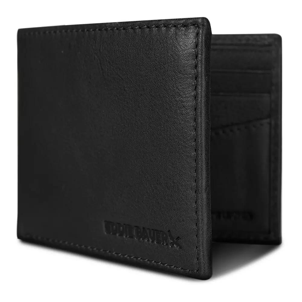 Men's Eddie Bauer EB Signature Leather Flip ID Bifold Wallet, Black Product Image