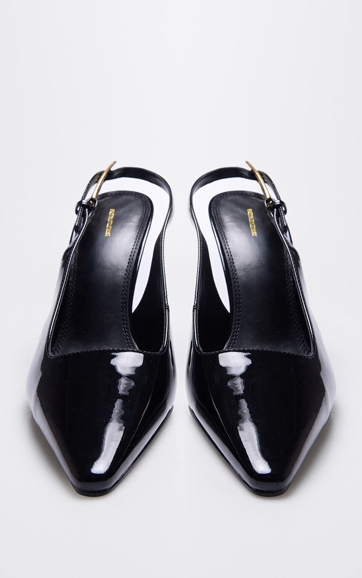 Black Patent PU Gold Buckle High Stiletto Court Heels Product Image