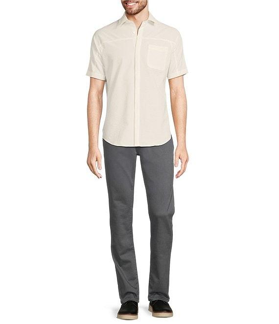 Murano Shape of Water Collection Slim Fit Pieced Seersucker Short Sleeve Woven Shirt Product Image