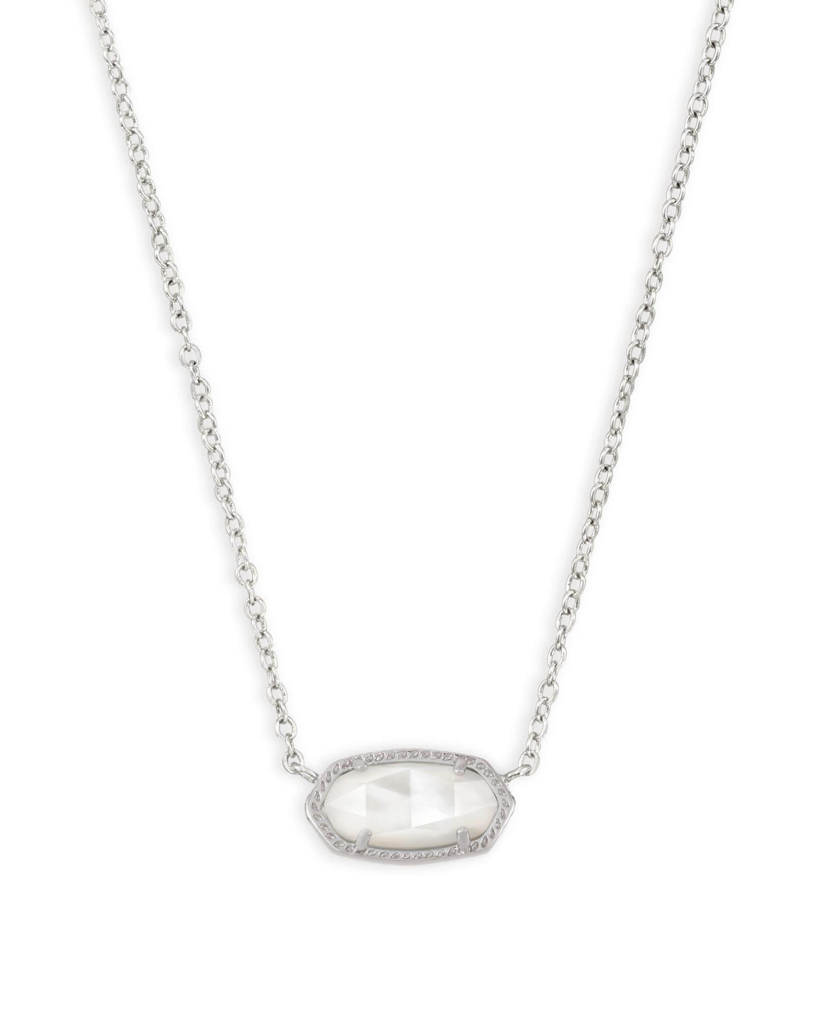 Kendra Scott Elisa Silver Pendant Necklace in Ivory Mother-of-Pearl | Mother Of Pearl/Metal Rhodium Product Image
