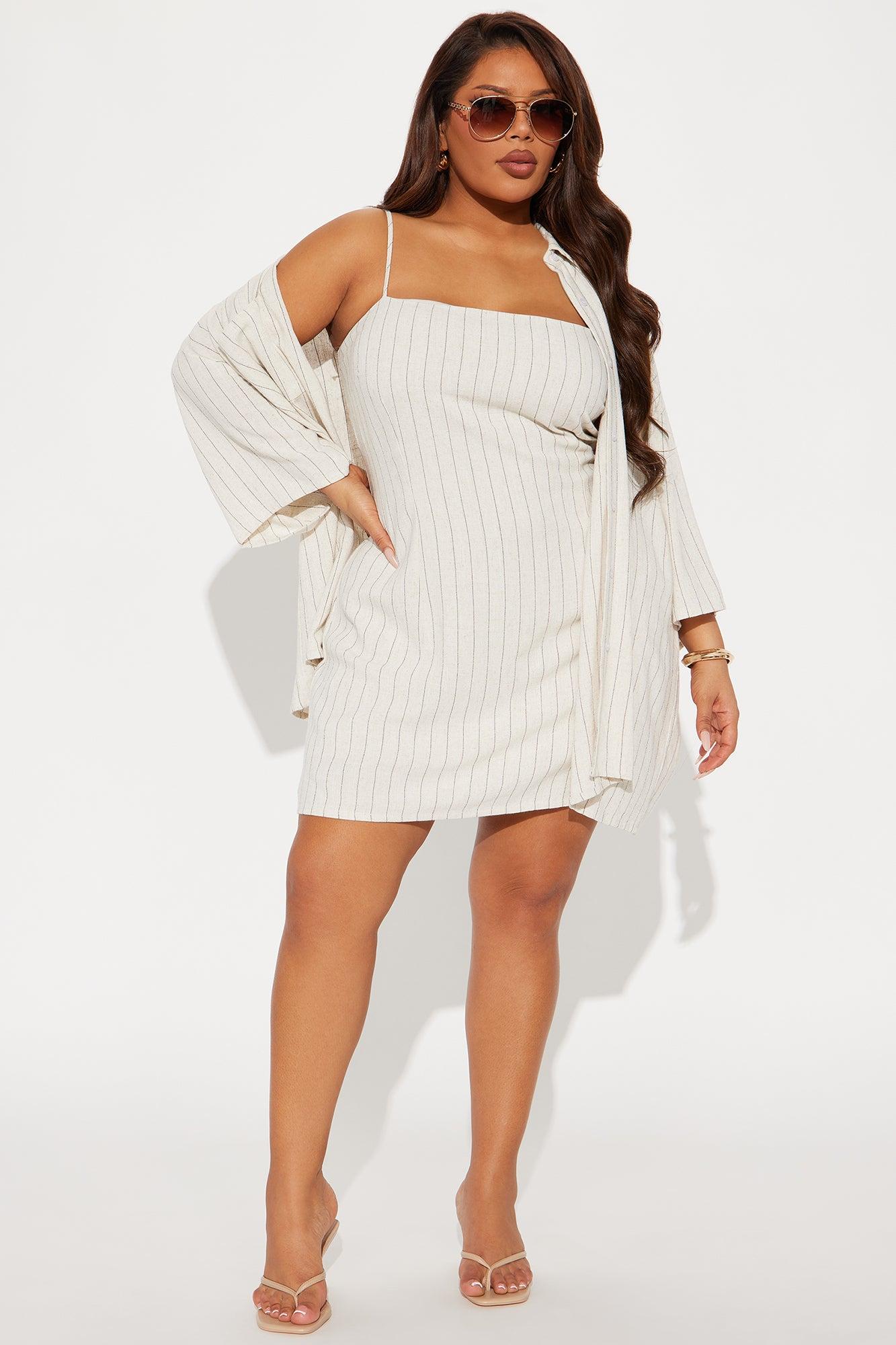 Chill Out Linen Mini Dress Set - Beige Product Image