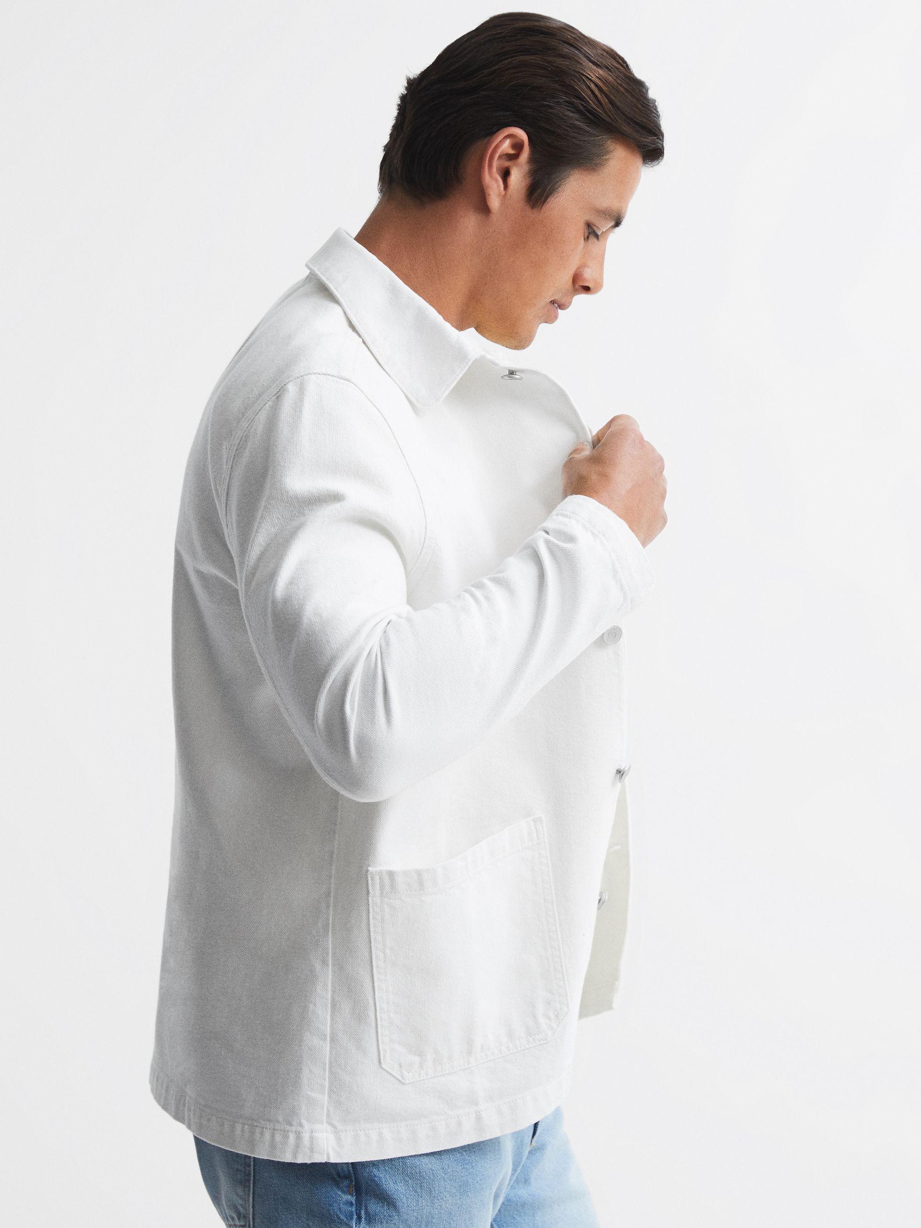 Cotton Twill Worker Jacket in White Product Image