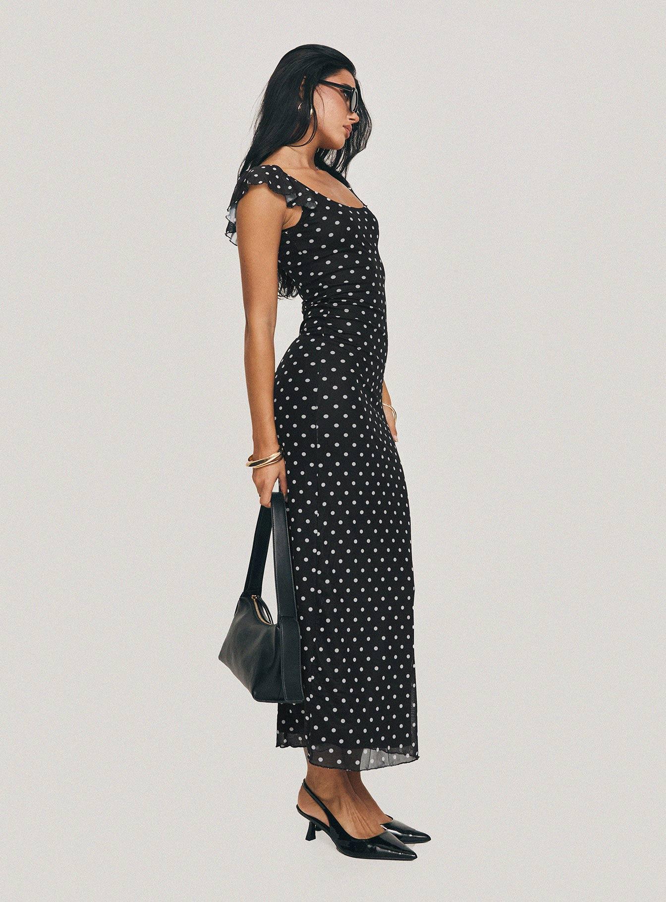 Sandberg Maxi Dress Black Polka Dot Product Image