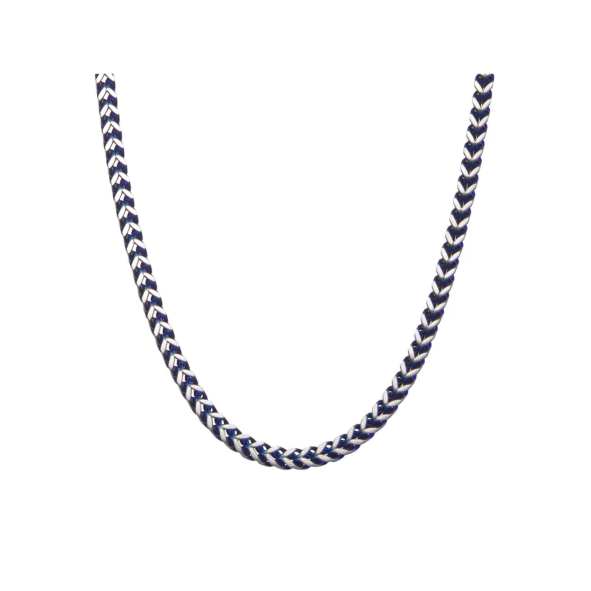 Men's Blue Stainless Steel Herringbone Chain Necklace, Size: 22", Two Tone Product Image