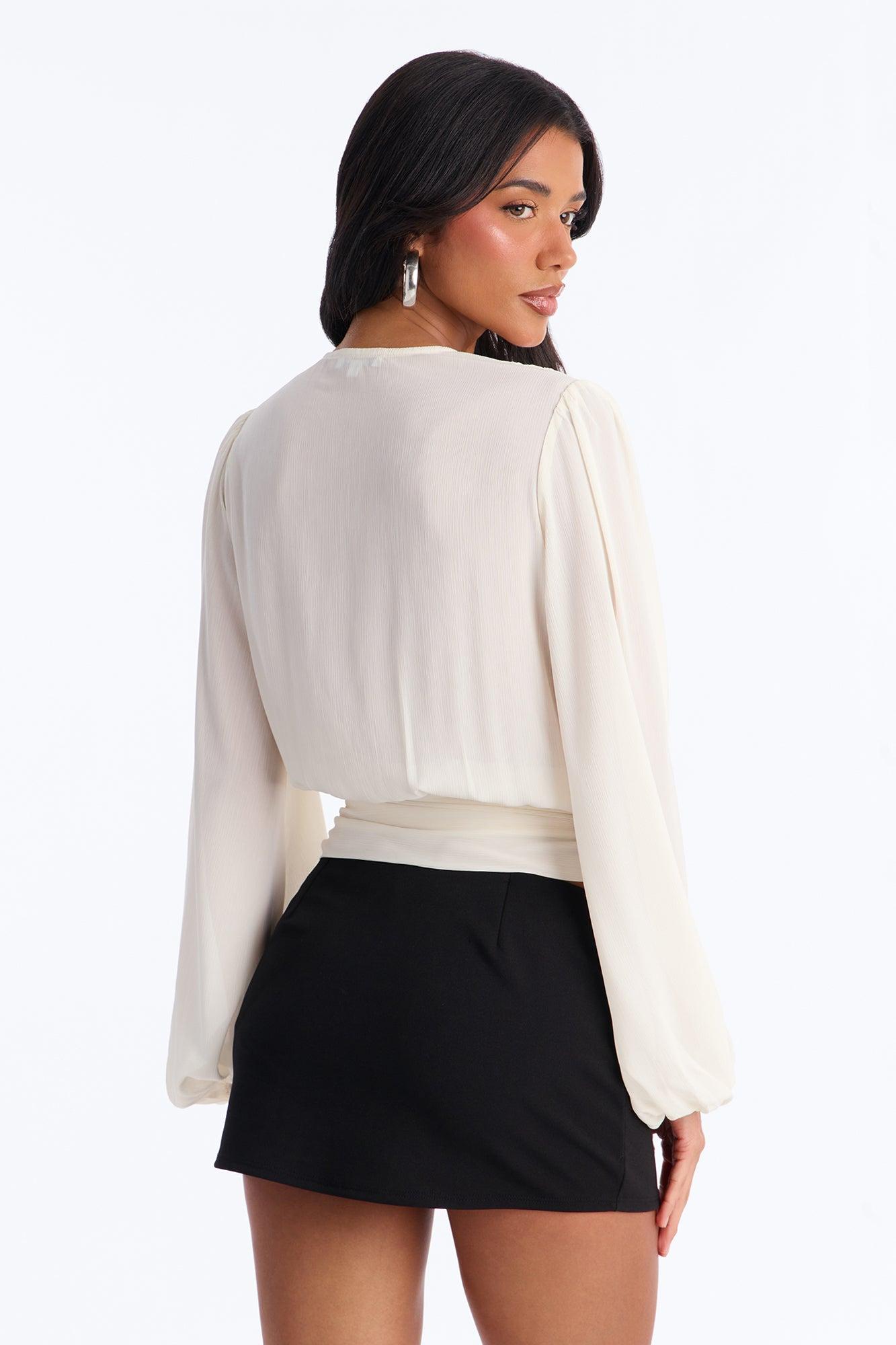Elevate Everything Beaded Chiffon Top - Cream Female Product Image