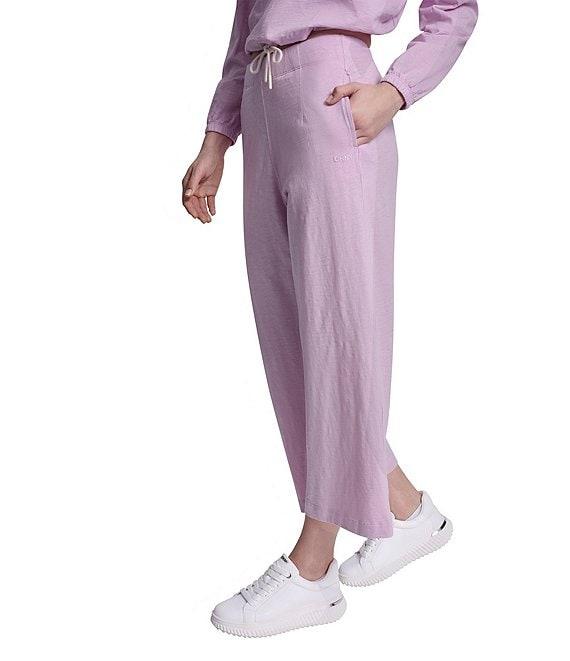 DKNY Sport by Donna Karan Coordinating Slub Knit Jersey High Rise Wide Leg Ankle Pants Product Image