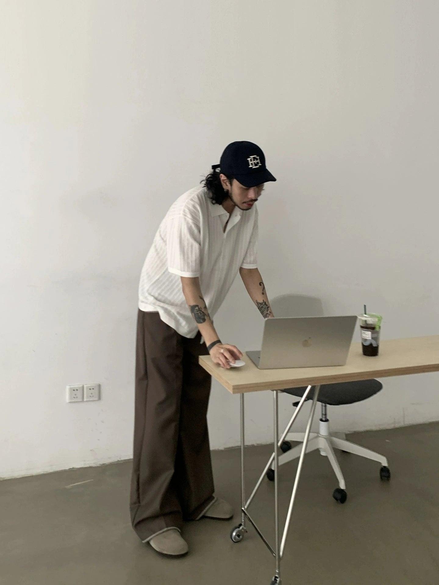 RT No. 19502 STITCHED PLEATED STRAIGHT PANTS Product Image