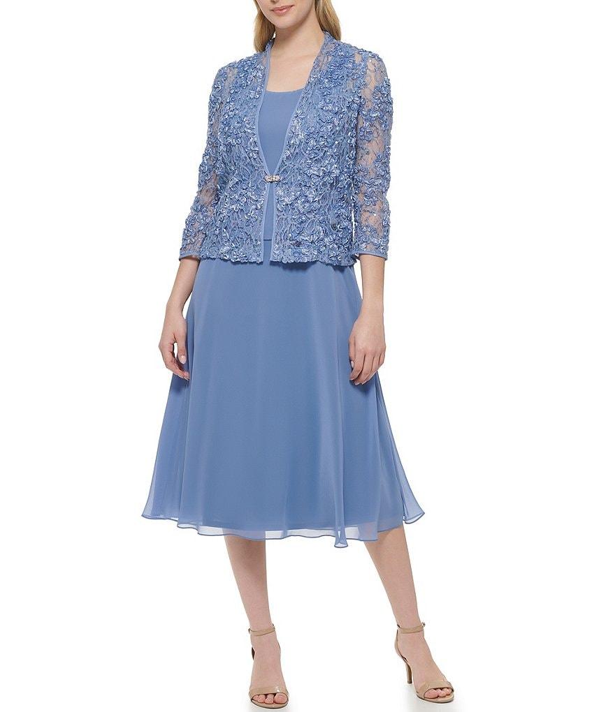 Jessica Howard 3/4 Sleeve Scoop Neck Soutache Mesh 2-Piece Jacket Dress Product Image