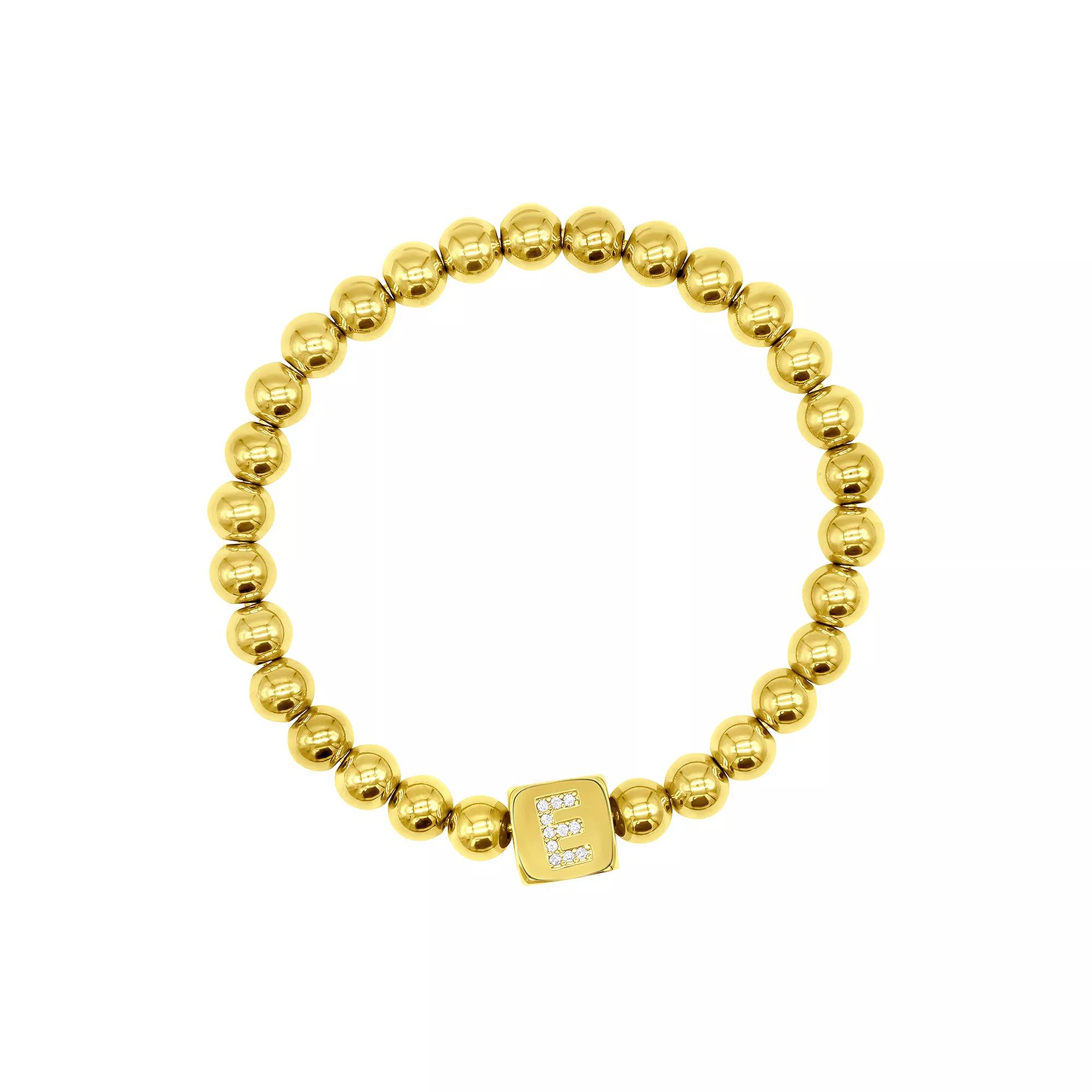 Adornia Silver Tone Cubic Zirconia Initial Cube Stretch Bracelet, Women's, Size: 7", Silver Tone Y Product Image