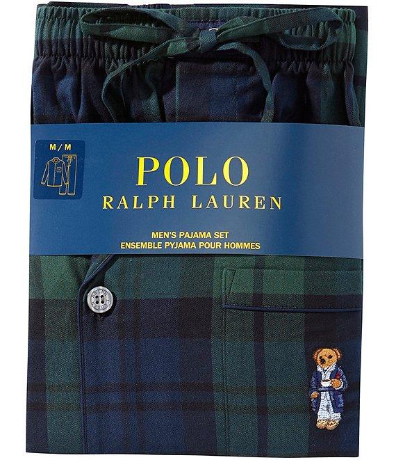 Polo Ralph Lauren Blackwatch Plaid/Polo Bear Long Sleeve Flannel Pajama Shirt & Matching Flannel Pajama Pants Set Product Image