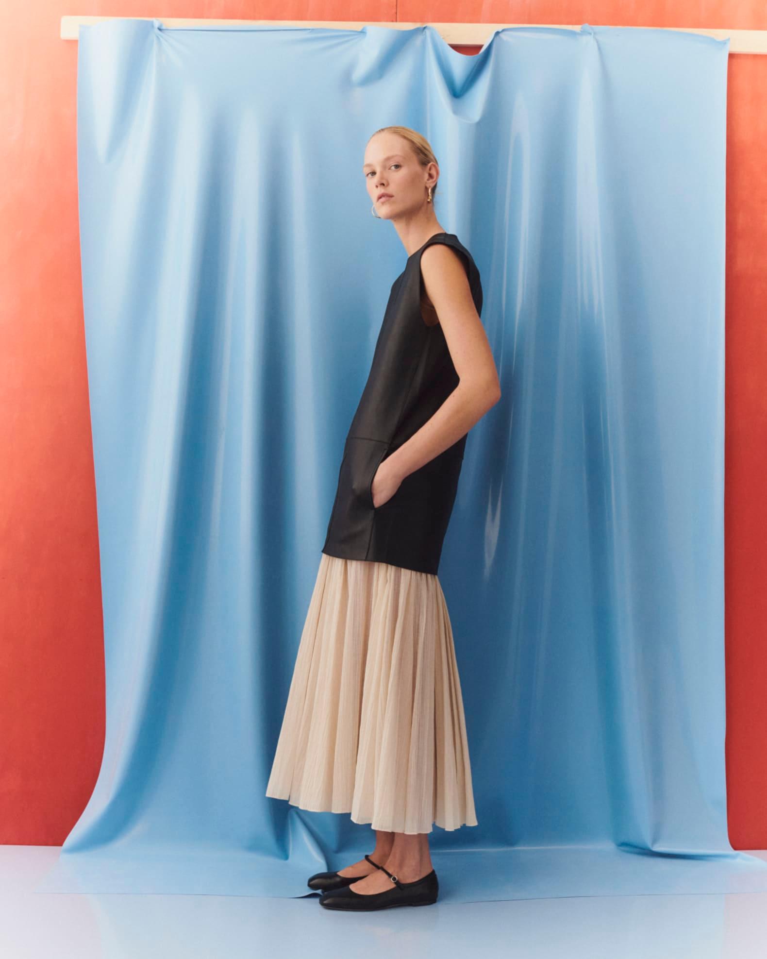 Crinkled Plisse Maxi Skirt Product Image