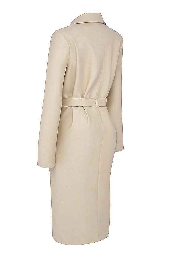 Ariel  beige vegan leather trench coat - sale Product Image