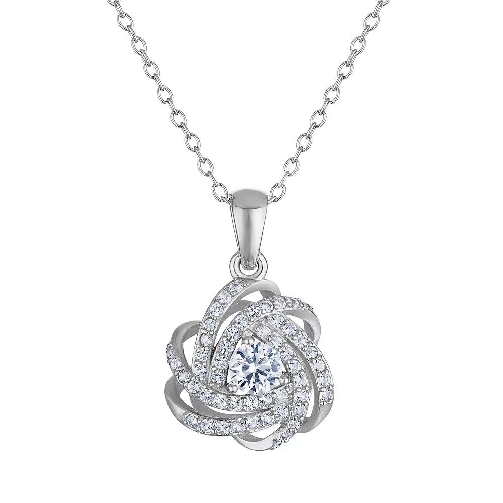 Designs by Gioelli Sterling Silver Gemstone Love Knot Pendant Necklace, Womens, Cr Red Product Image