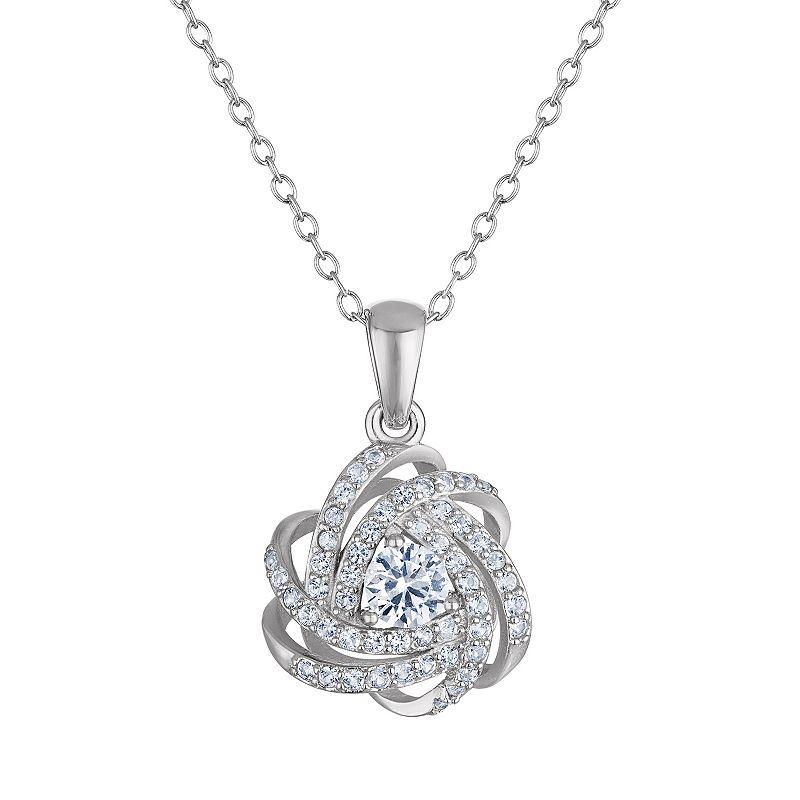 Designs by Gioelli Sterling Silver Gemstone Love Knot Pendant Necklace, Womens, Cr Red Product Image