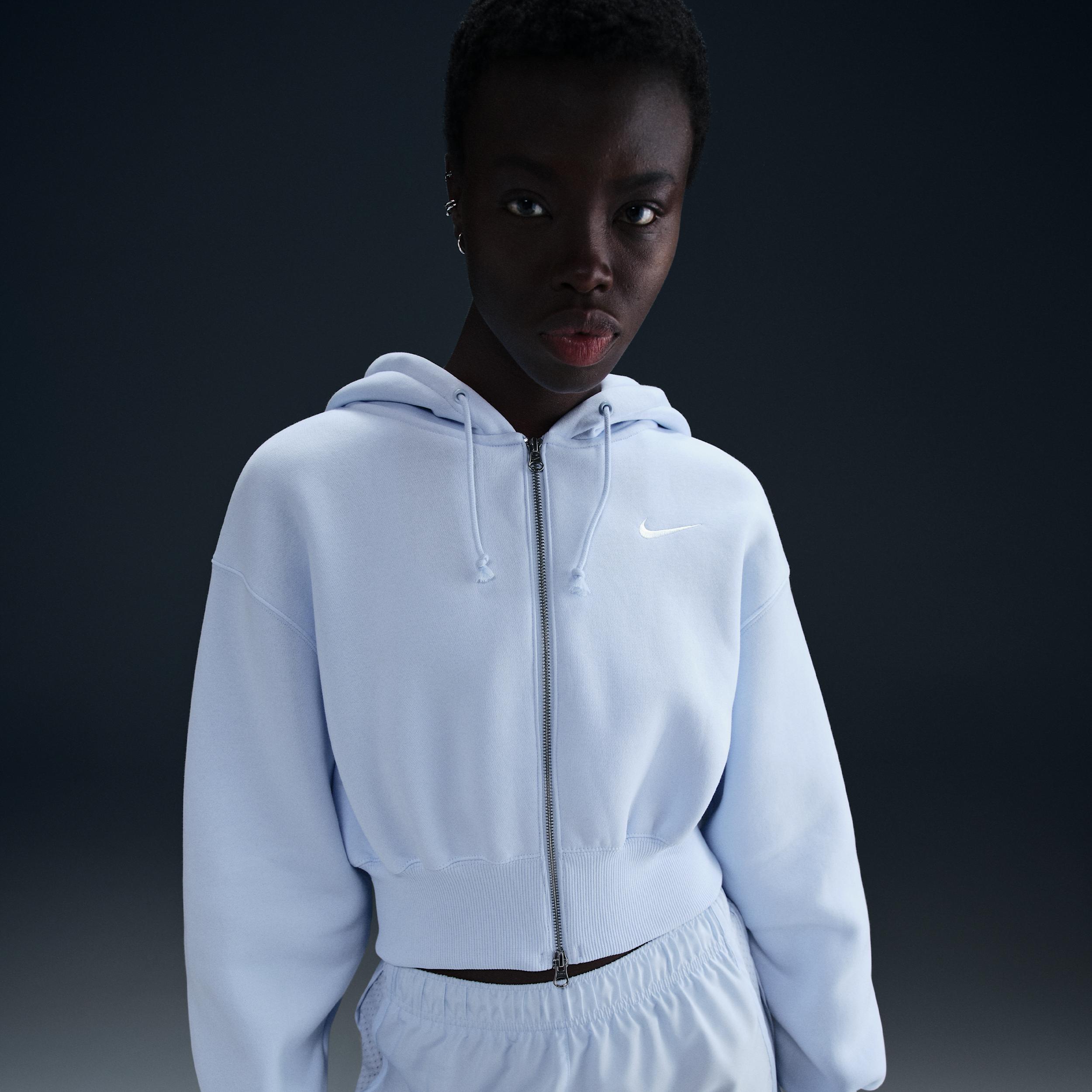 Womens Nike Sportswear Phoenix Fleece Loose Cropped Full-Zip Hoodie | HJ0940-423 Product Image