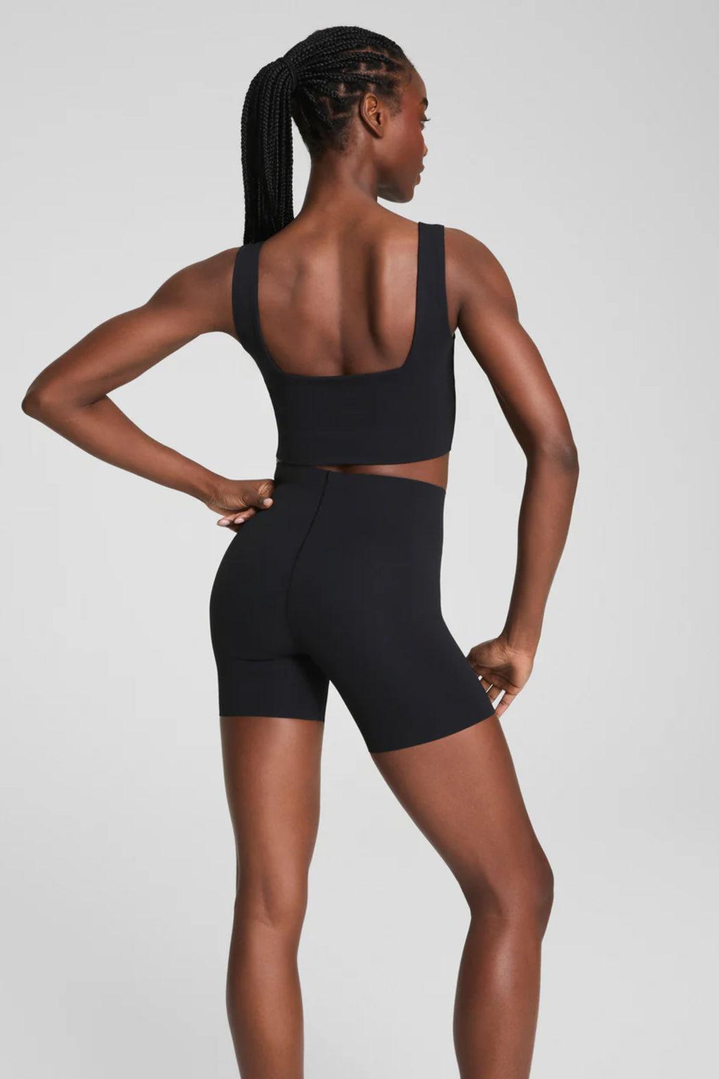 Cropped Square Neck Shelf Tank- Very Black Product Image