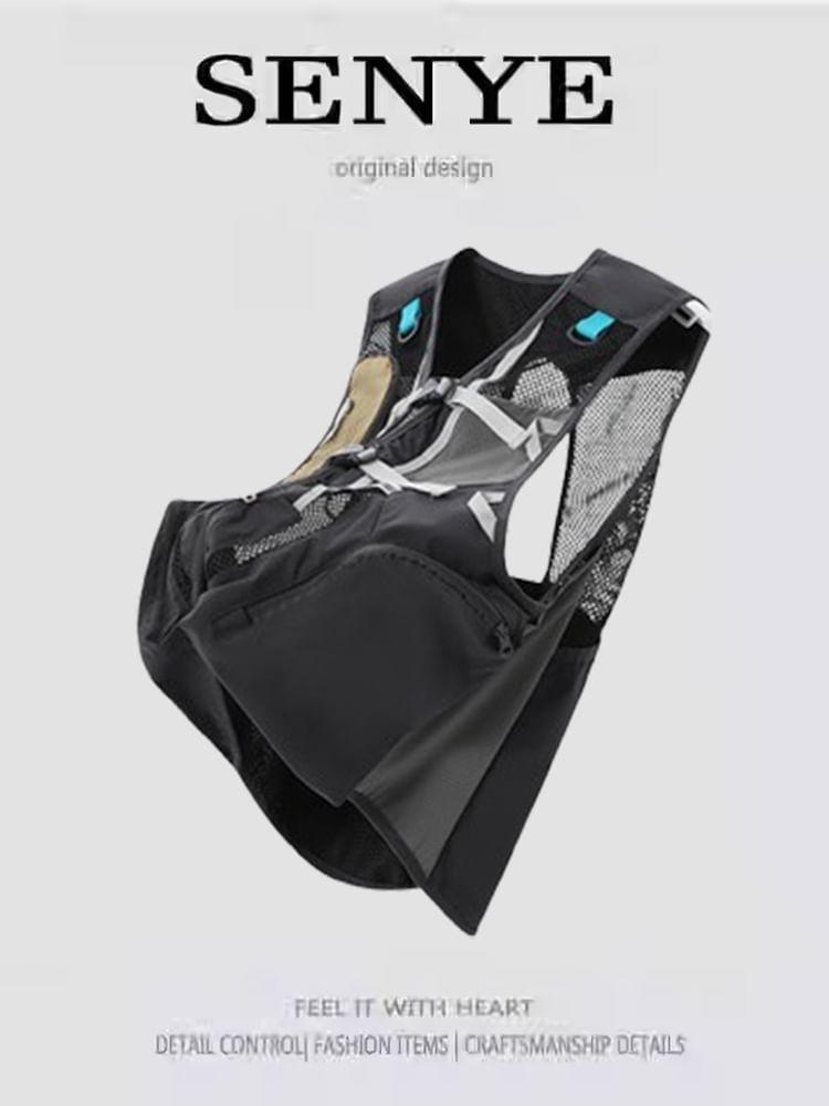 V-Neck Panel Mesh Crop Buckle Cargo Vest Product Image