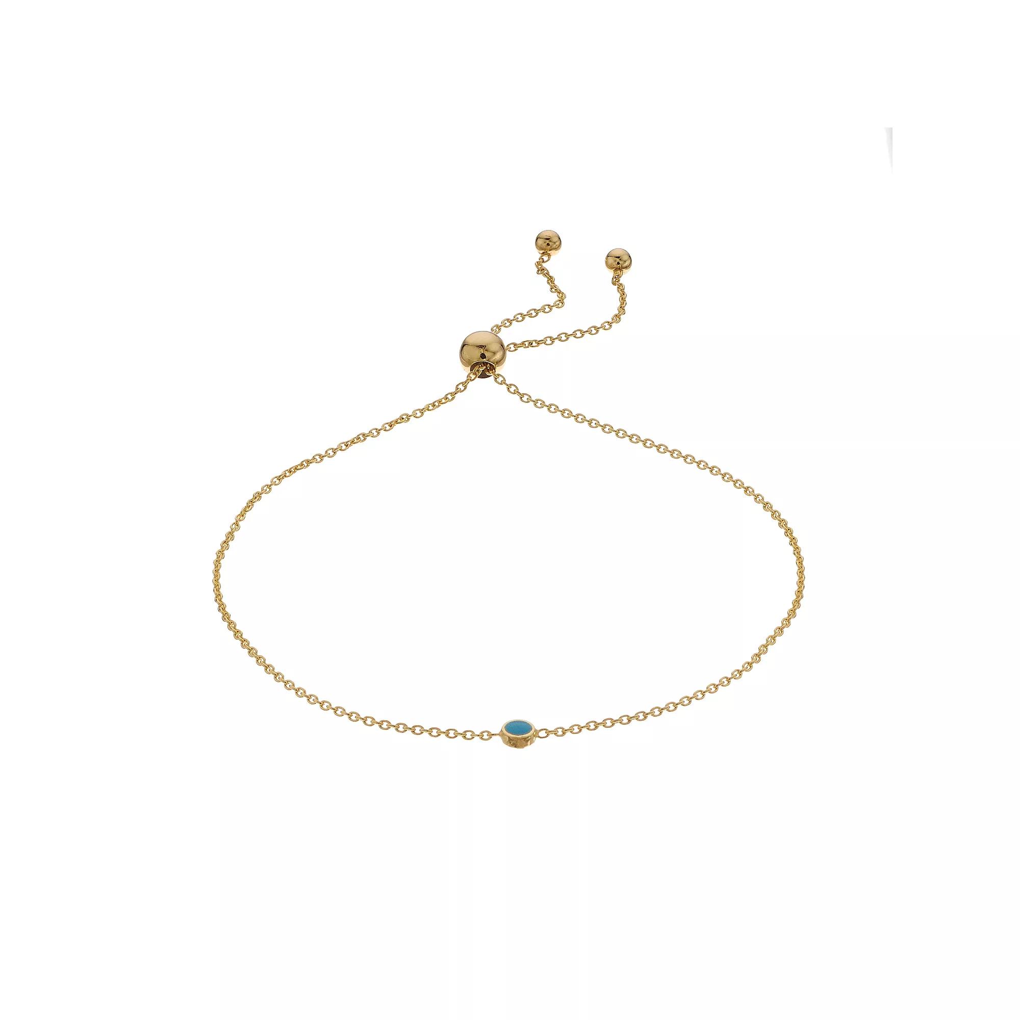 Color Romance 14k Gold Simulated Turquoise Bead Adjustable Bracelet, Women's, Size: 9.5" Product Image